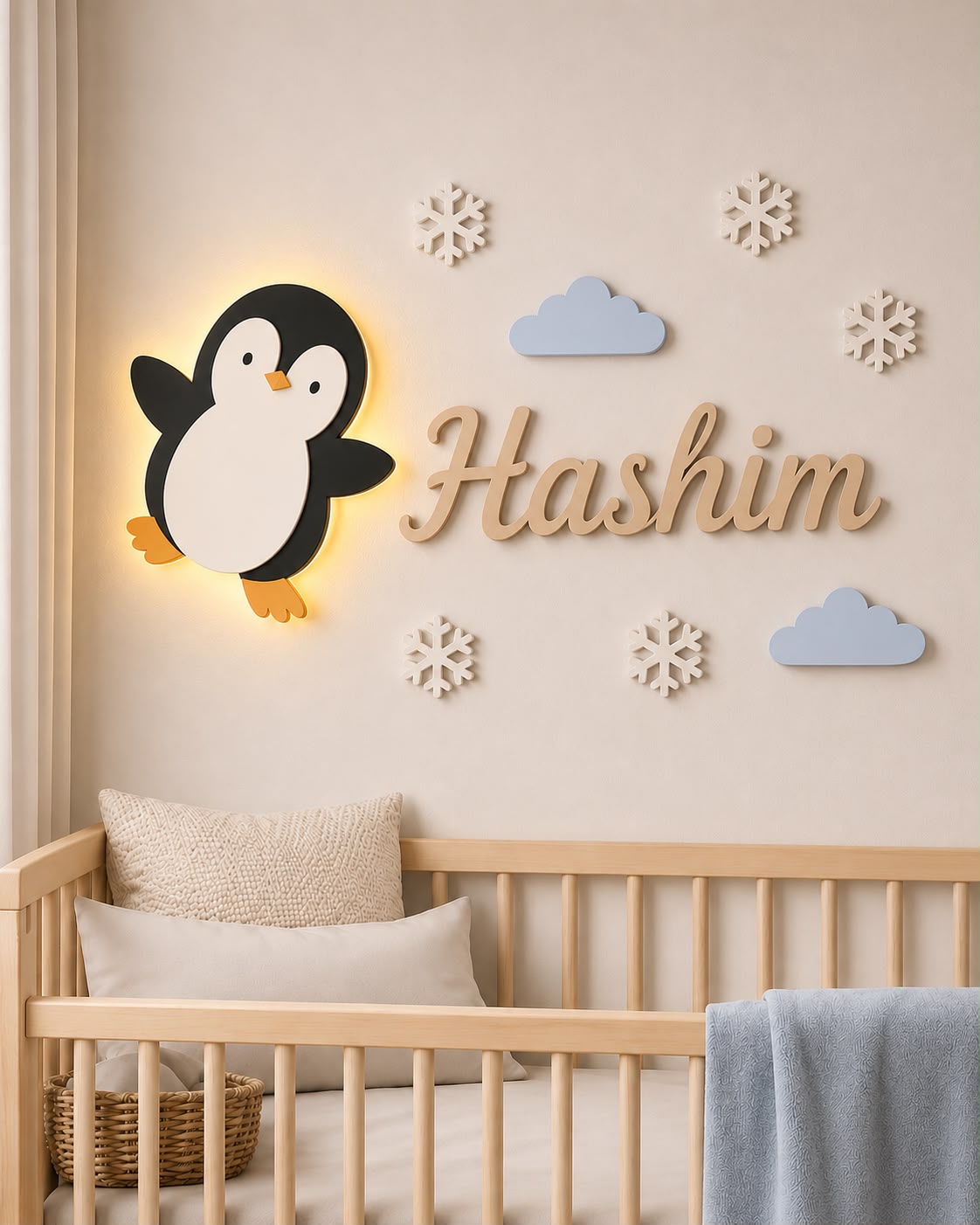 Cute Penguin LED Name Sign – Baby Room & Nursery Decoration