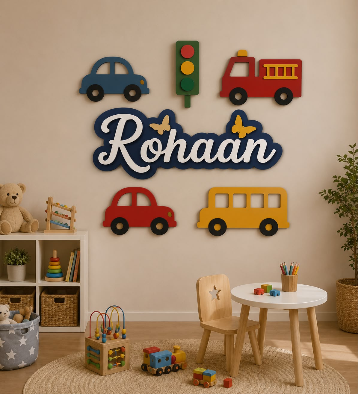 Personalized Traffic Theme LED Name Lamp – Cars & Vehicles Wall Decor