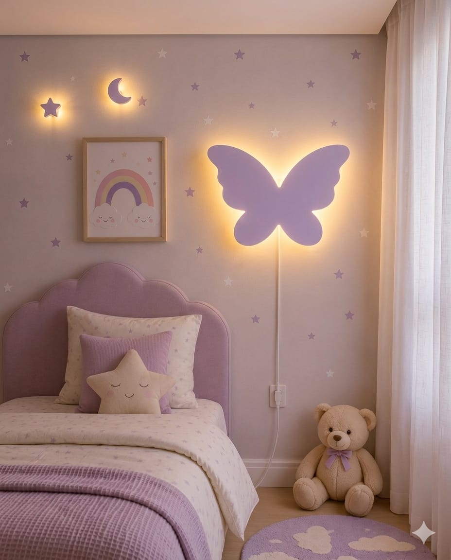 HandCrafted Dinosaur LED Night Lamp for Kids Room – Cute Natural Wood Butterfly Light