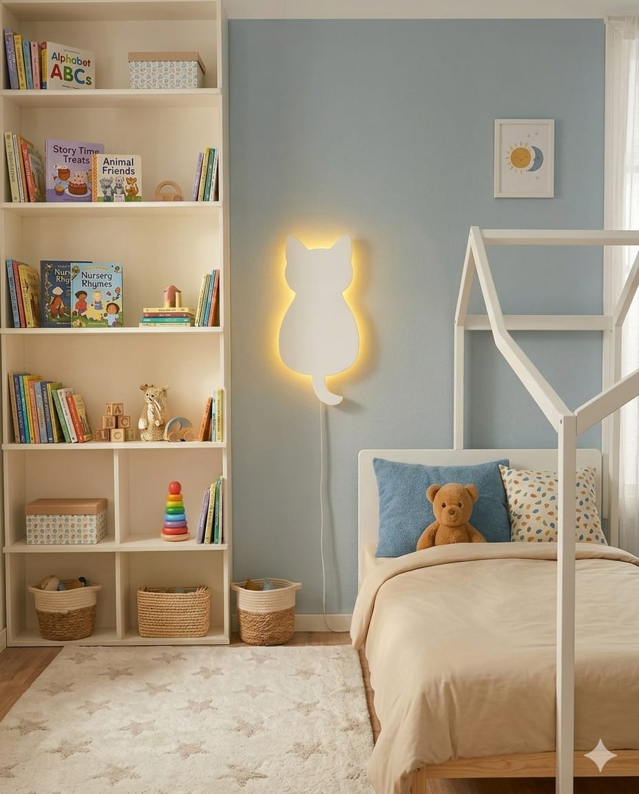 HandCrafted Cat LED Night Lamp for Kids Room – Cute Natural Wood  Cat Light