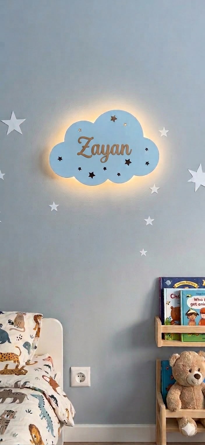 Custom Name Night Light-Cloud Name lamp for Kids Room