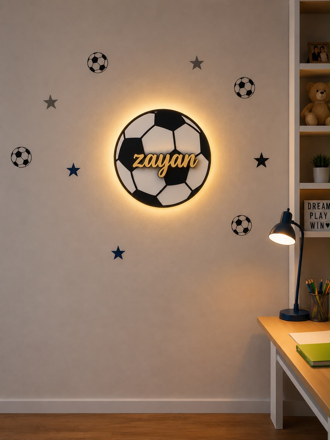 Personalized Football LED Wall Lamp | Custom Name Acrylic Night Light