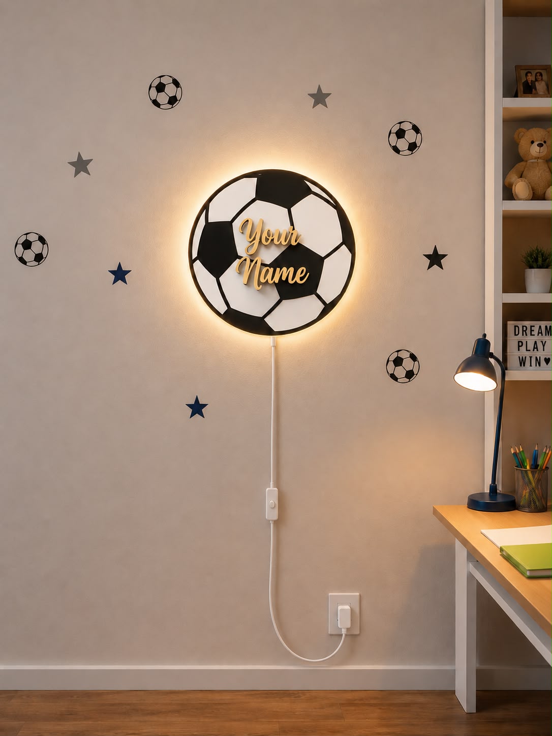 Personalized Football LED Wall Lamp | Custom Name Acrylic Night Light