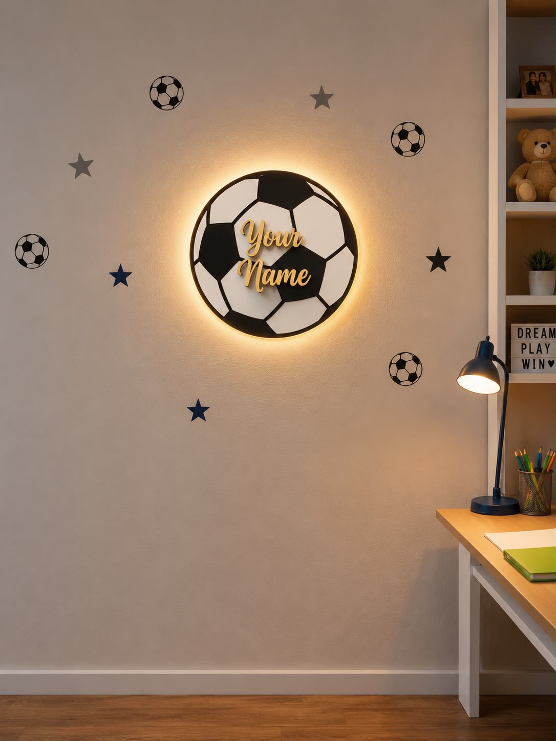 Personalized Football LED Wall Lamp | Custom Name Acrylic Night Light