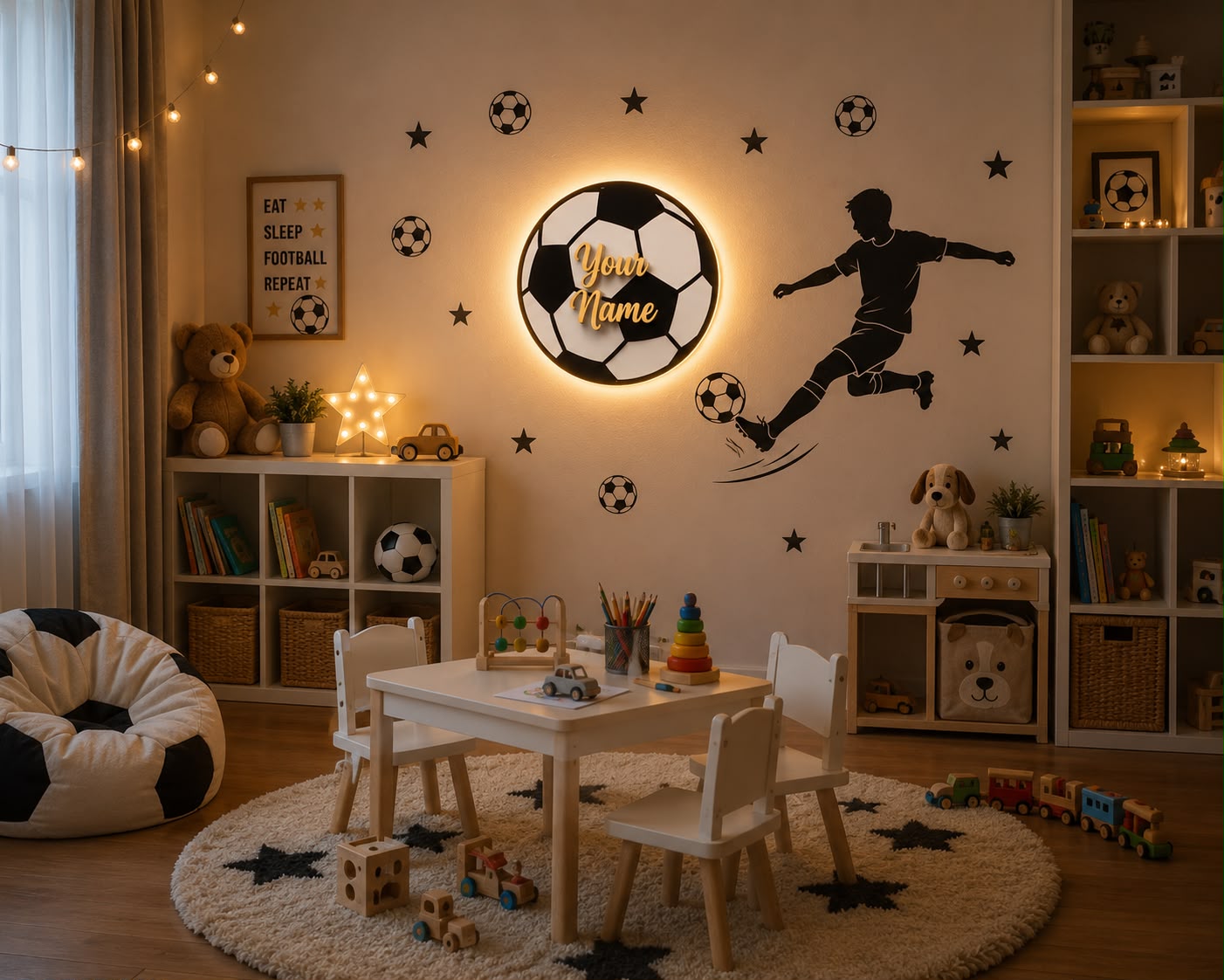 Personalized Football LED Wall Lamp | Custom Name Acrylic Night Light