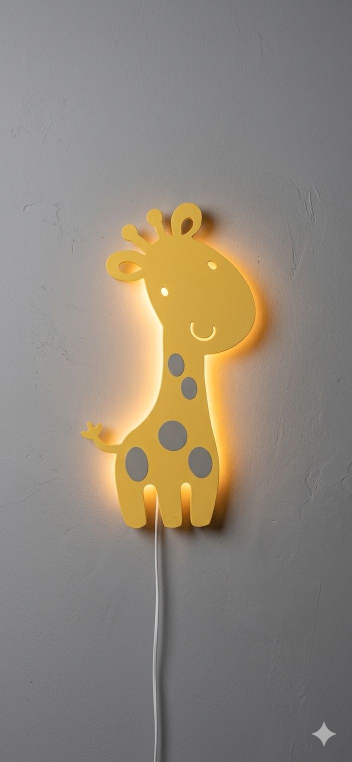 HandCrafted Giraffe LED Night Lamp for Kids Room – Cute Wooden LED Light Lamp