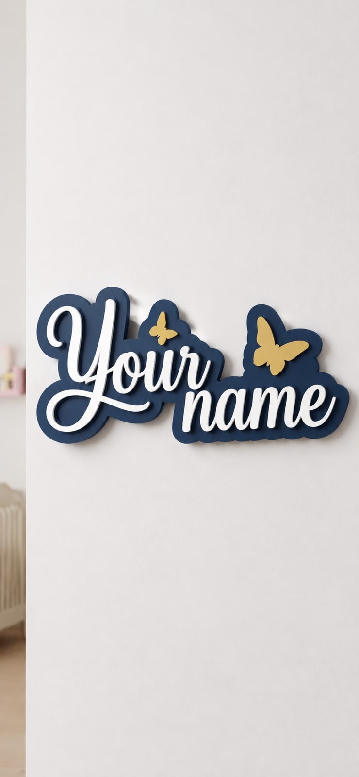 Personalized LED Name Sign for Kids Room – Custom Acrylic Name Wall Decor with Butterfly Design