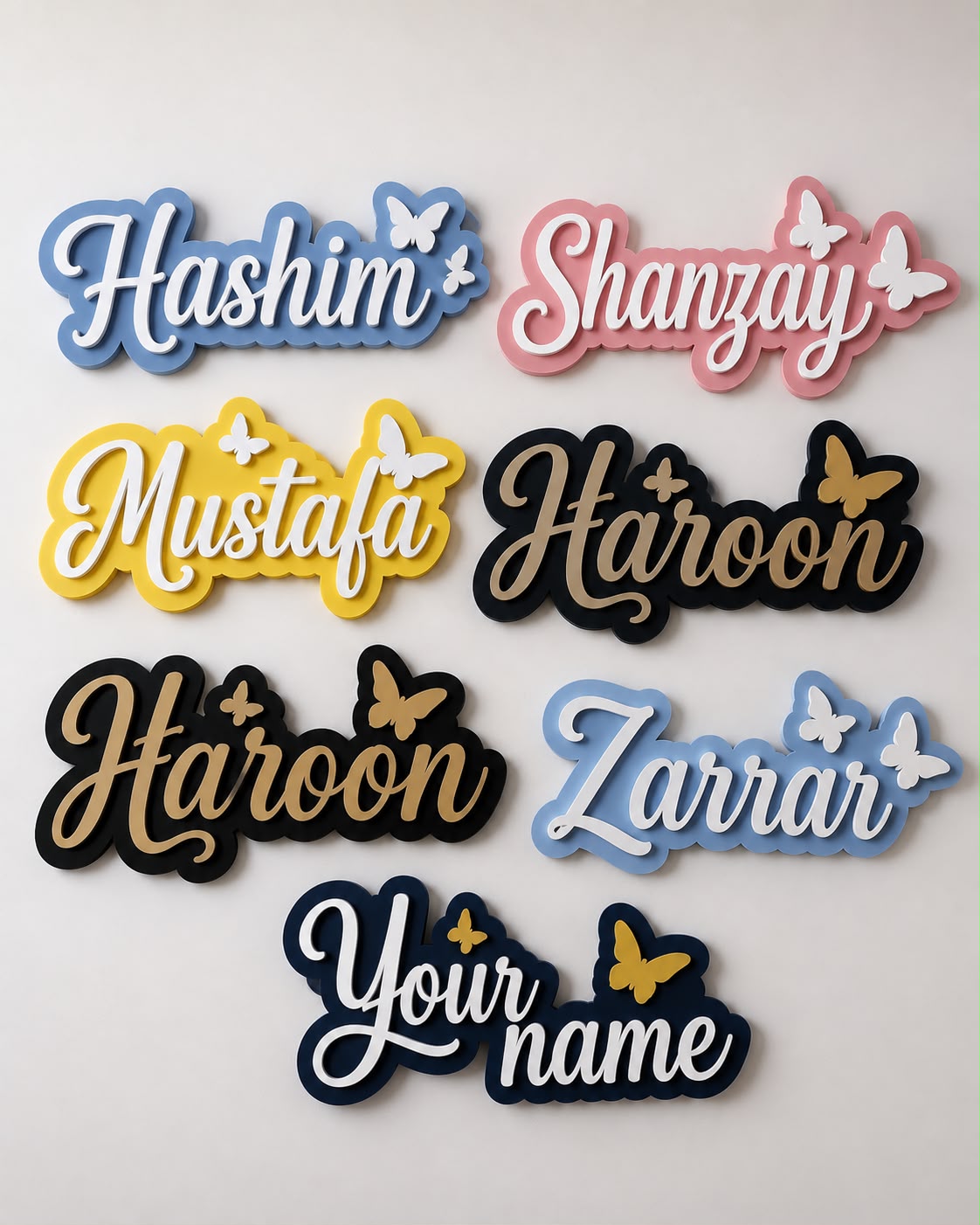 Personalized LED Name Sign for Kids Room – Custom Acrylic Name Wall Decor with Butterfly Design