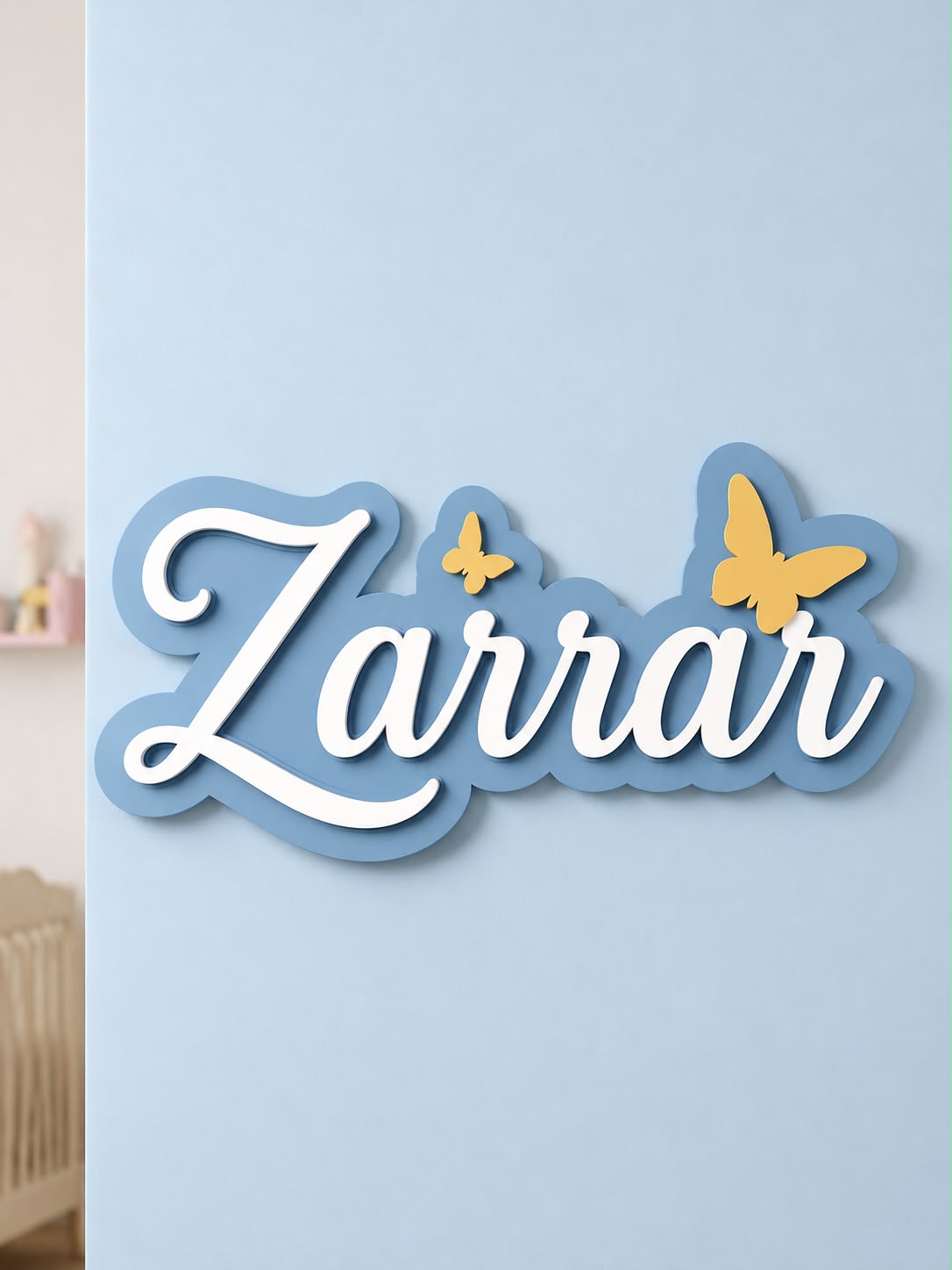 Personalized LED Name Sign for Kids Room – Custom Acrylic Name Wall Decor with Butterfly Design
