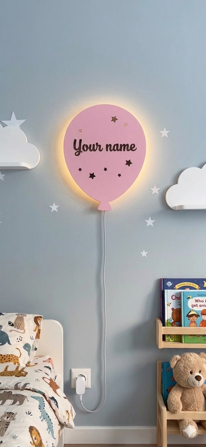 Custom Name Night Light-Kids Room Balloon Lamp