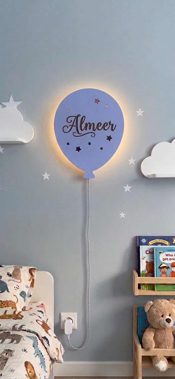 Custom Name Night Light-Kids Room Balloon Lamp