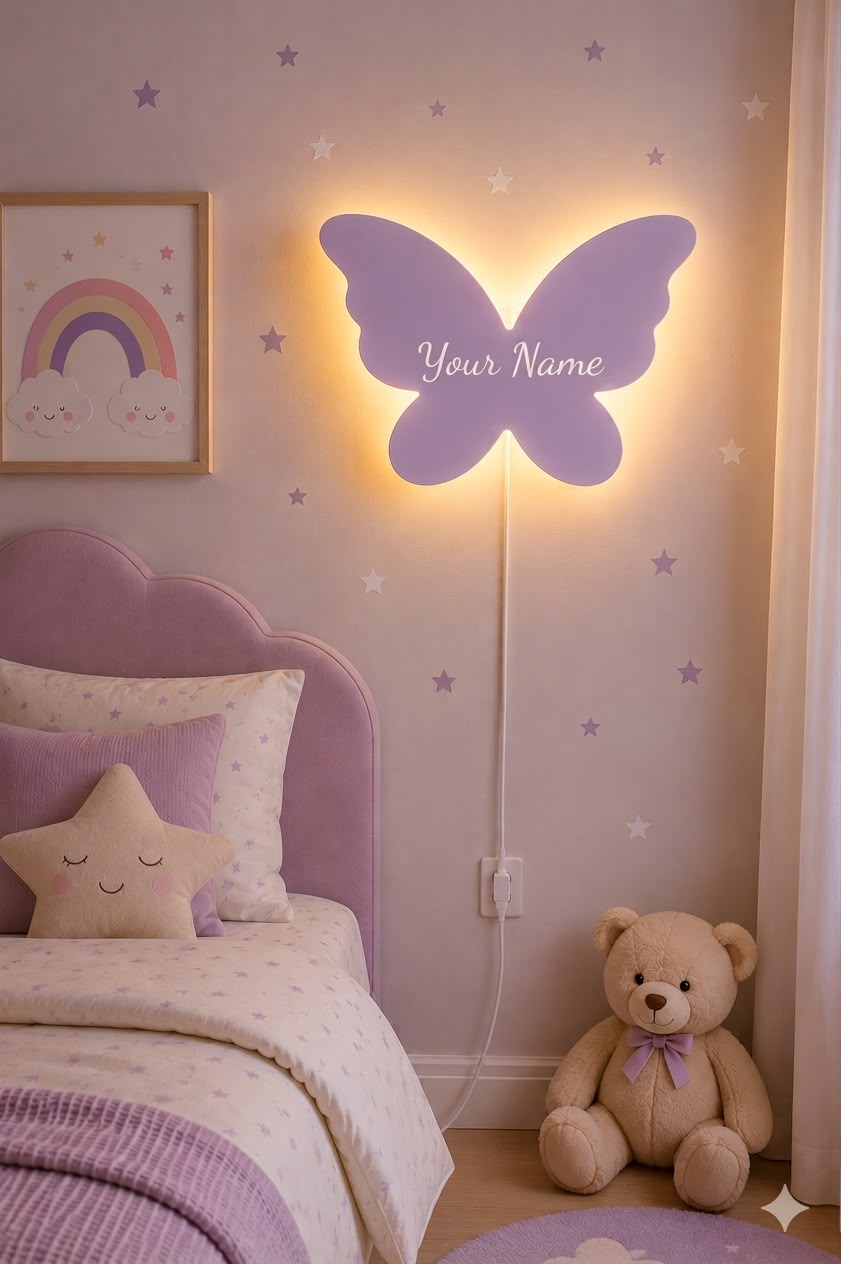 Custom Name Night Light- Kids Room Butterfly Night Lamp