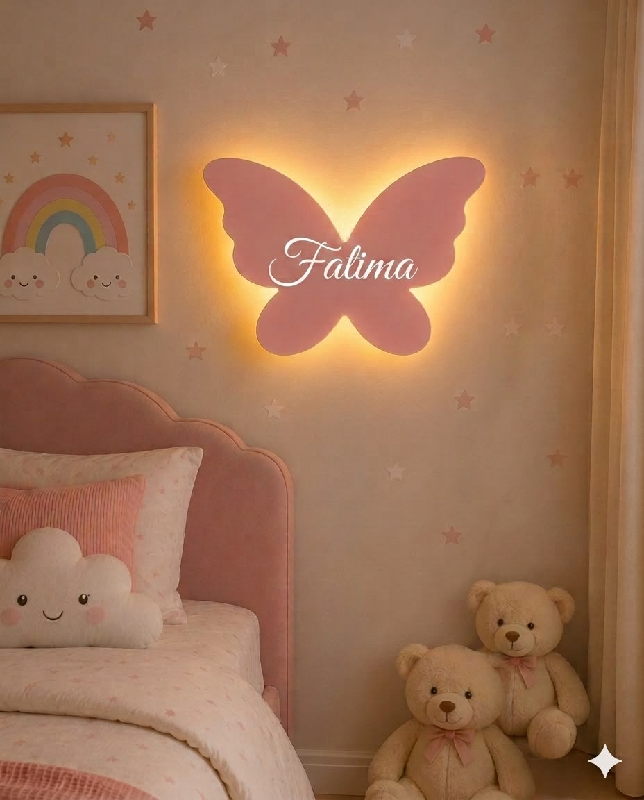 Custom Name Night Light- Kids Room Butterfly Night Lamp