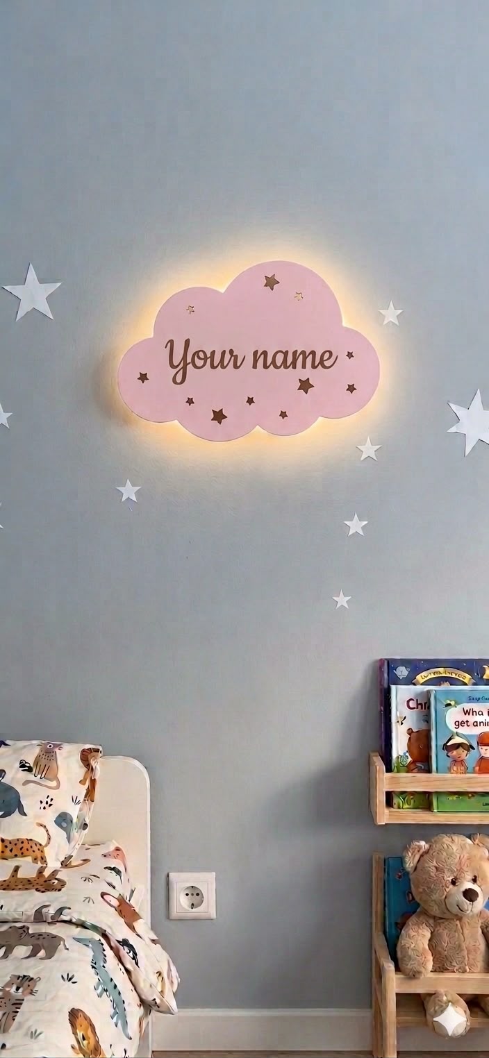 Custom Name Night Light-Cloud Name lamp for Kids Room