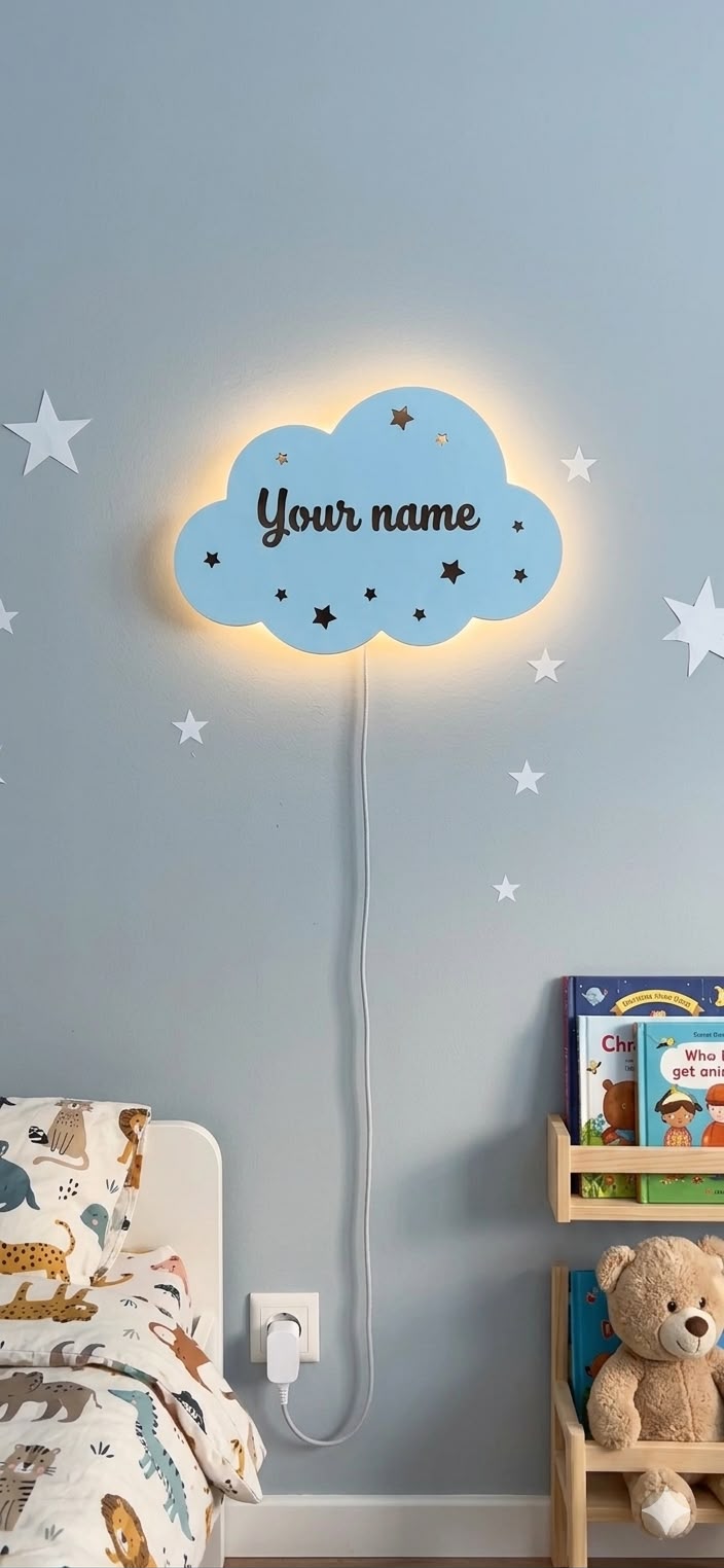 Custom Name Night Light-Cloud Name lamp for Kids Room