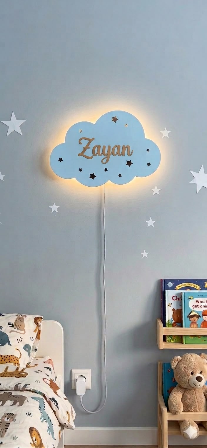 Custom Name Night Light-Cloud Name lamp for Kids Room