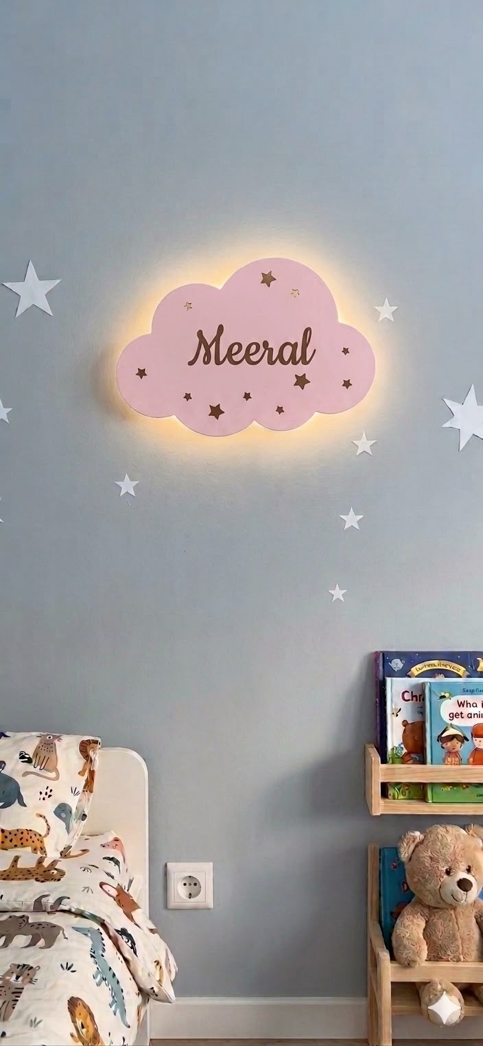 Custom Name Night Light-Cloud Name lamp for Kids Room