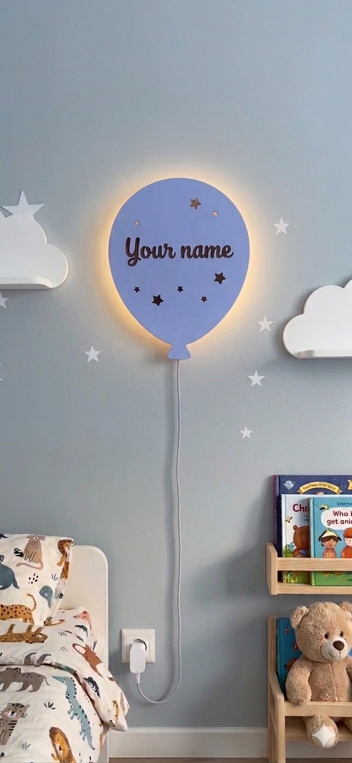 Custom Name Night Light-Kids Room Balloon Lamp