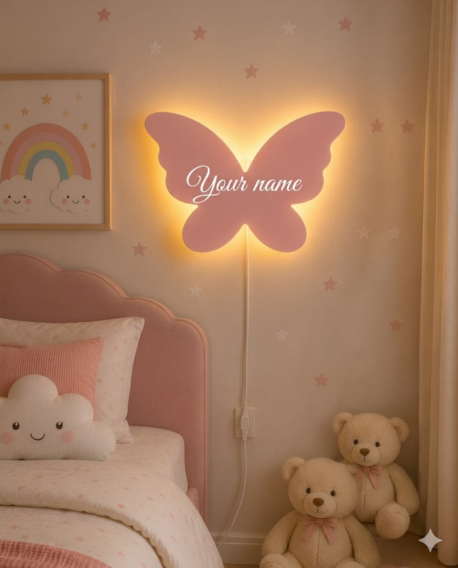 Custom Name Night Light- Kids Room Butterfly Night Lamp