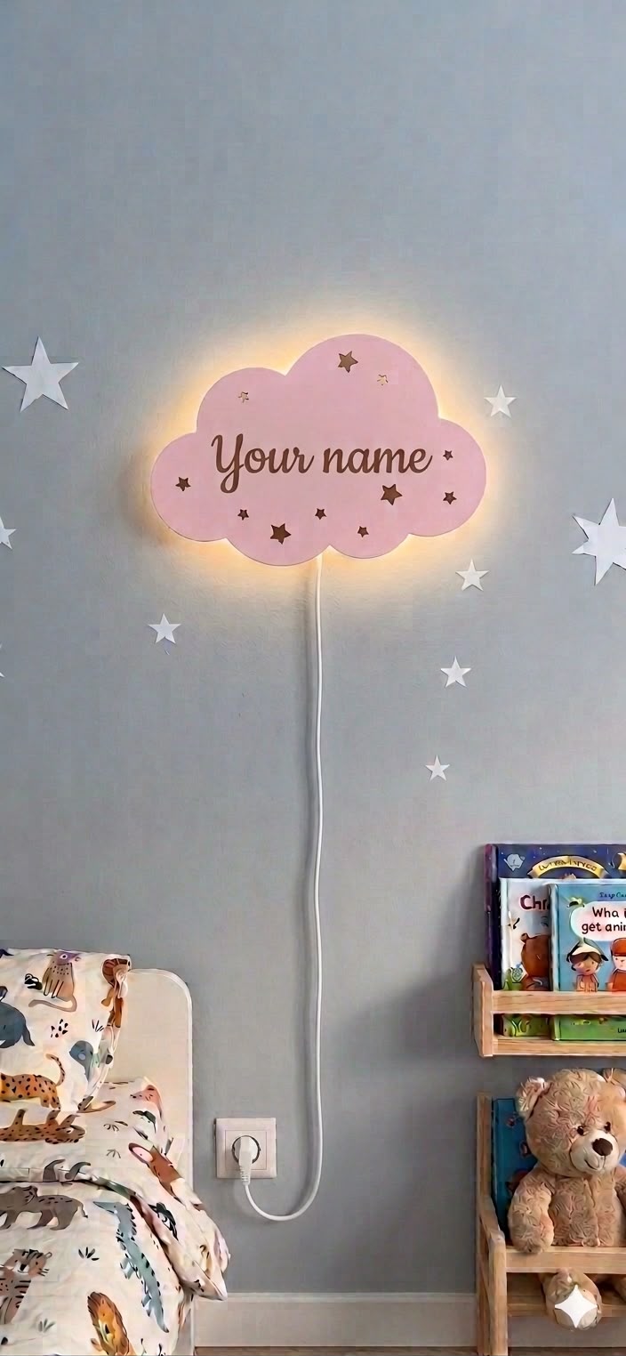 Custom Name Night Light-Cloud Name lamp for Kids Room