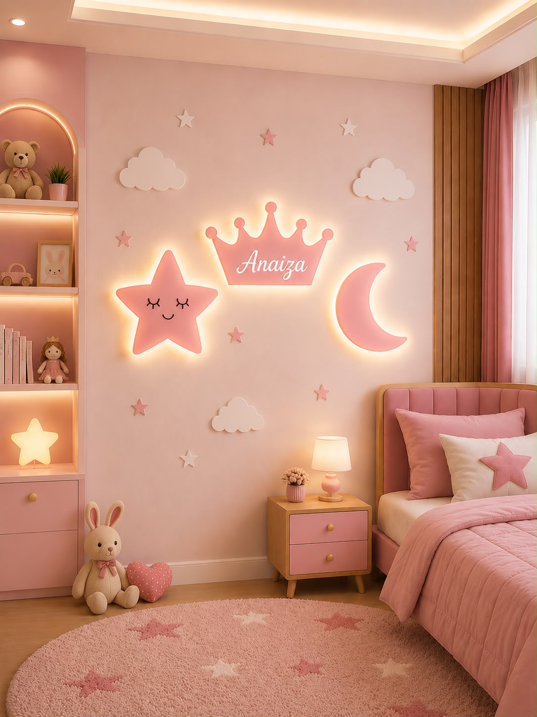 Personalized Crown, Star & Moon LED Set 🌙⭐