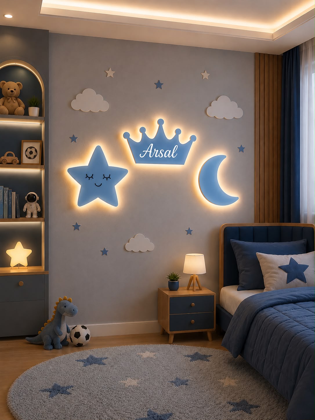 Personalized Crown, Star & Moon LED Set 🌙⭐