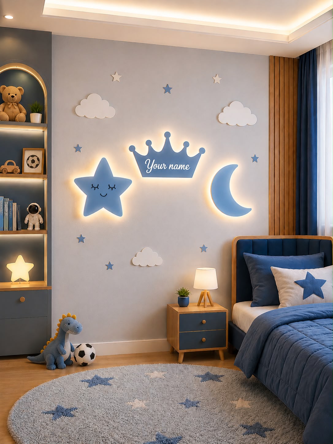 Personalized Crown, Star & Moon LED Set 🌙⭐