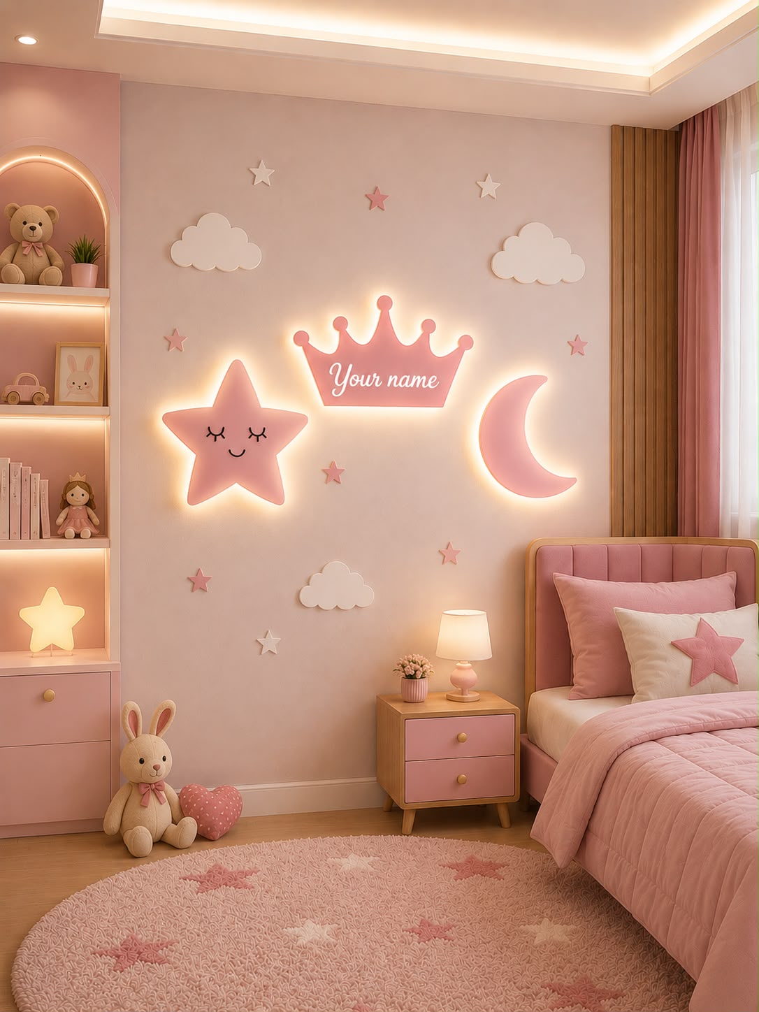 Personalized Crown, Star & Moon LED Set 🌙⭐